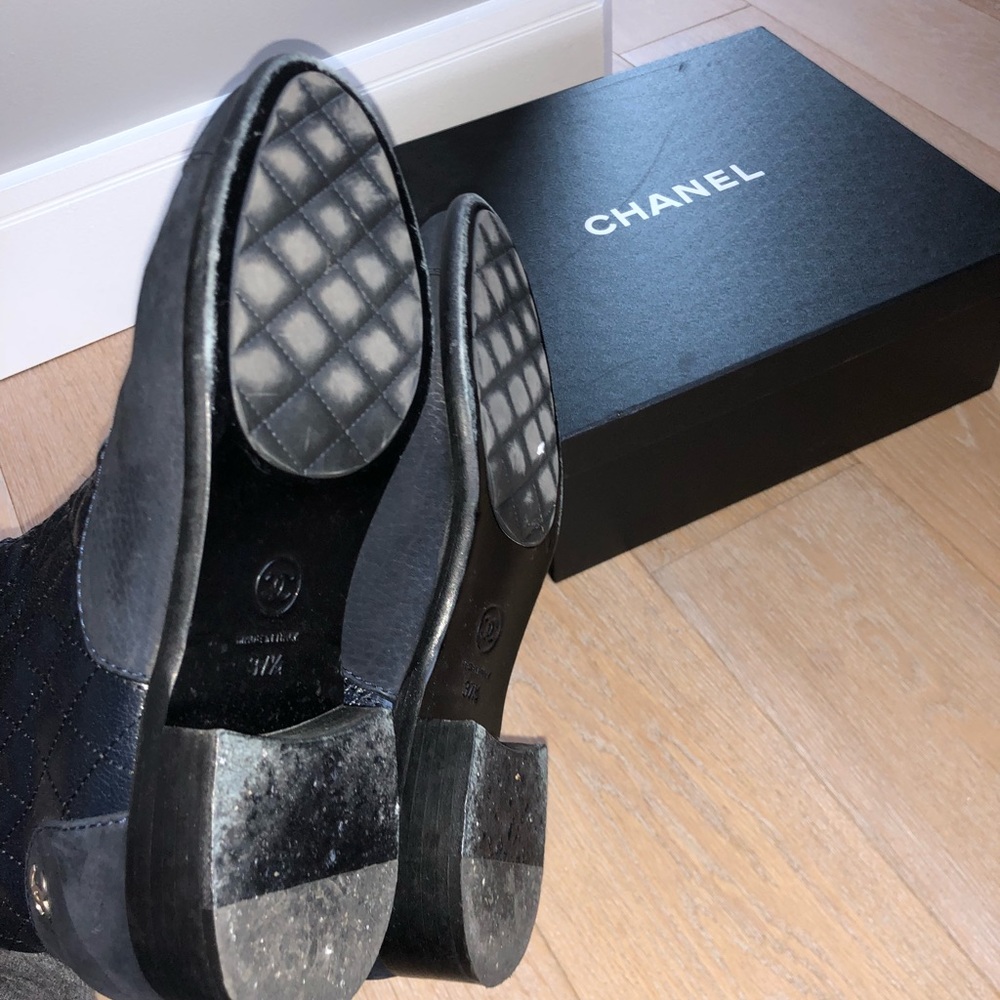 Chanel Zip Up Blue Suede Combat Boot - Picture 6 of 8